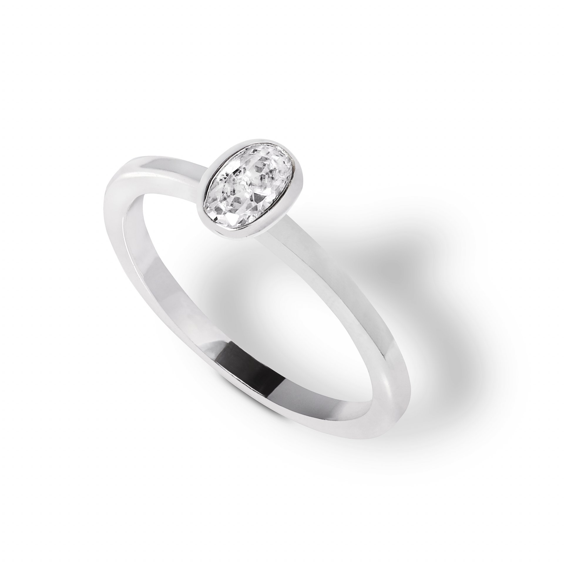 Sterling Silver White Oval CZ Ring